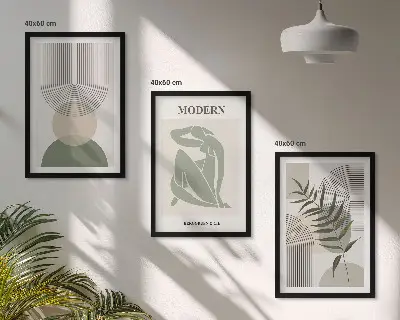 Växtgrafik set om 3 tavlor