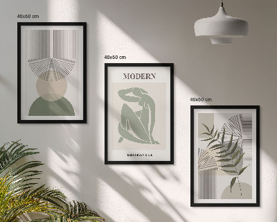 Set om 3 tavlor Snygg växtgrafik