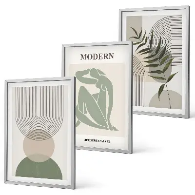 Växtgrafik set om 3 tavlor