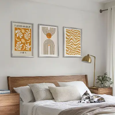 Geometriska växtmönster posters set om 3 tavlor