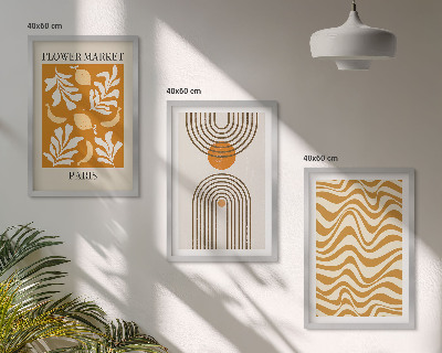 Set om 3 tavlor Geometriska växtmönster posters