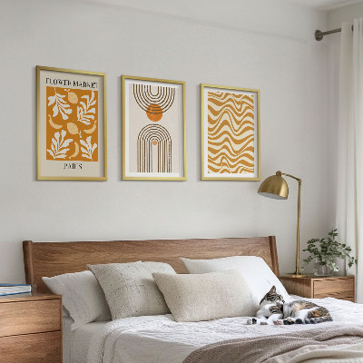 Set om 3 tavlor Geometriska växtmönster posters
