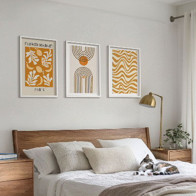 Set om 3 tavlor Geometriska växtmönster posters