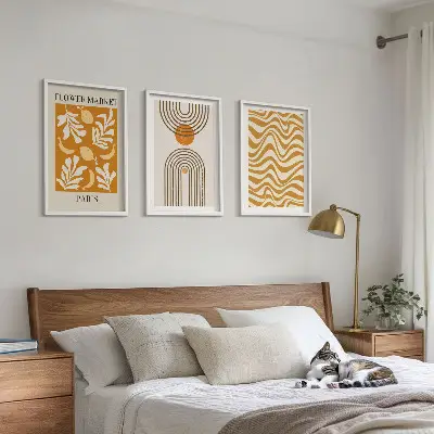 Geometriska växtmönster posters set om 3 tavlor