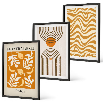 Set om 3 tavlor Geometriska växtmönster posters