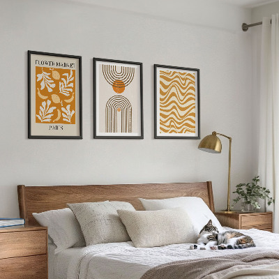 Set om 3 tavlor Geometriska växtmönster posters