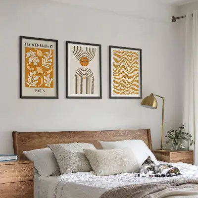 Geometriska växtmönster posters set om 3 tavlor