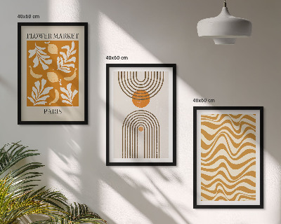 Set om 3 tavlor Geometriska växtmönster posters