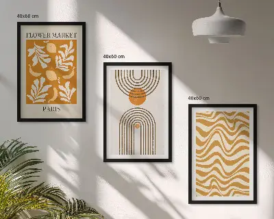 Geometriska växtmönster posters set om 3 tavlor