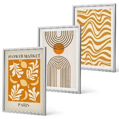 Geometriska växtmönster posters set om 3 tavlor