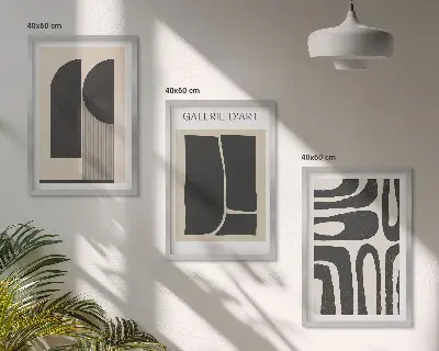 Abstrakta minimalistiska posters tavelpaket inklusive ramar