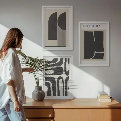 Abstrakta minimalistiska posters tavelpaket inklusive ramar