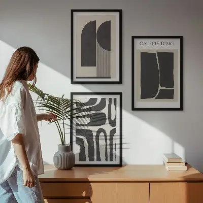 Abstrakta minimalistiska posters tavelpaket inklusive ramar