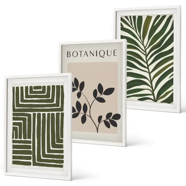 Botanisk boho minimalism set om 3 tavlor