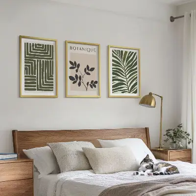 Botanisk boho minimalism set om 3 tavlor