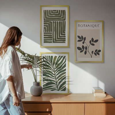 Set om 3 tavlor Botanisk boho minimalism