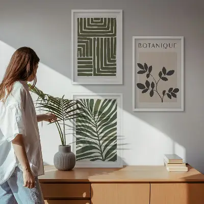 Botanisk boho minimalism set om 3 tavlor