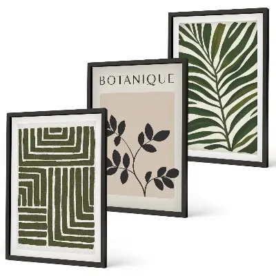 Botanisk boho minimalism set om 3 tavlor