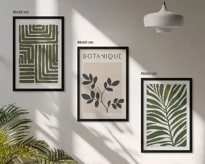 Botanisk boho minimalism set om 3 tavlor