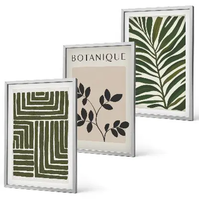 Botanisk boho minimalism set om 3 tavlor