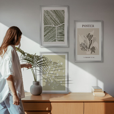 Tavelset ovanför soffa Dämpade växtmotiv