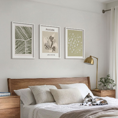 Tavelset ovanför soffa Dämpade växtmotiv