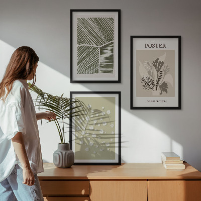 Tavelset ovanför soffa Dämpade växtmotiv