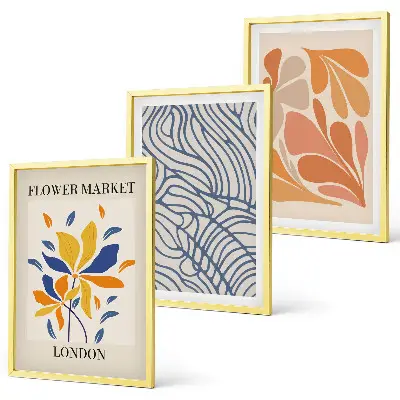 Moderna abstrakta blommor tavelset med ramar