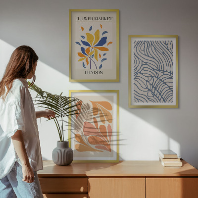 Tavelpaket med ramar Moderna abstrakta blommor