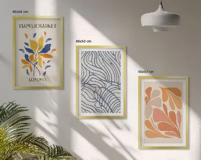 Moderna abstrakta blommor tavelset med ramar