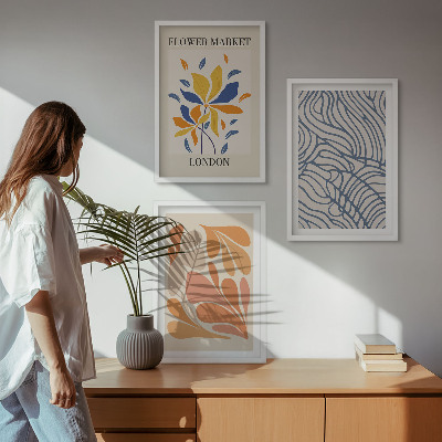 Tavelpaket med ramar Moderna abstrakta blommor