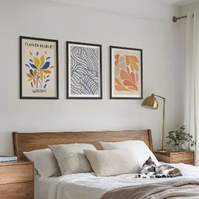 Moderna abstrakta blommor tavelset med ramar