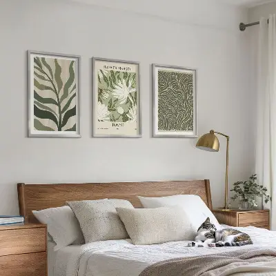 Växtmönster boho dekorationer set om 3 tavlor