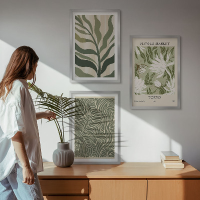 Set om 3 tavlor Växtmönster boho dekorationer