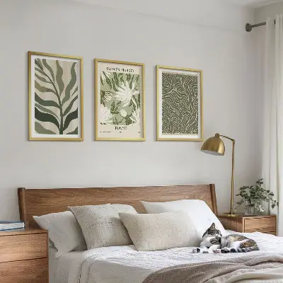 Växtmönster boho dekorationer set om 3 tavlor