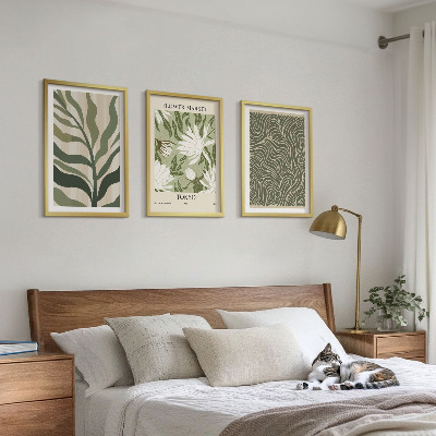 Set om 3 tavlor Växtmönster boho dekorationer