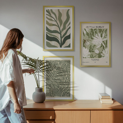 Set om 3 tavlor Växtmönster boho dekorationer