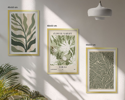 Set om 3 tavlor Växtmönster boho dekorationer