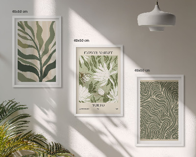Set om 3 tavlor Växtmönster boho dekorationer