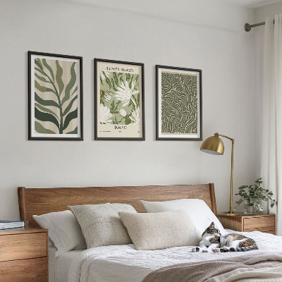 Set om 3 tavlor Växtmönster boho dekorationer