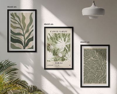 Set om 3 tavlor Växtmönster boho dekorationer