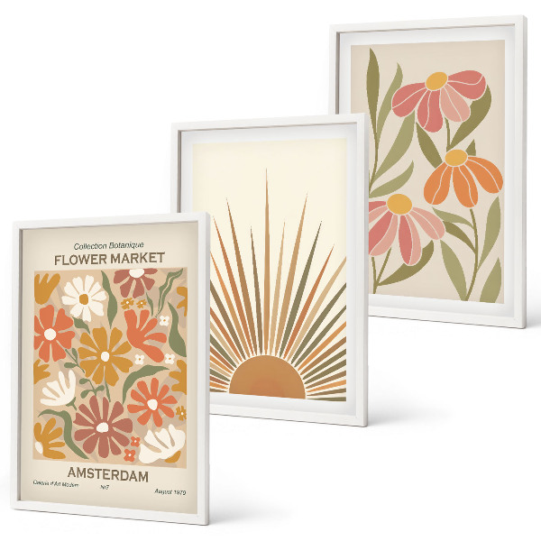 Tavelpaket med ramar Pastellfärgade solblommor