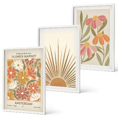 Pastellfärgade solblommor tavelvägg med ramar