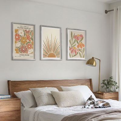 Tavelpaket med ramar Pastellfärgade solblommor