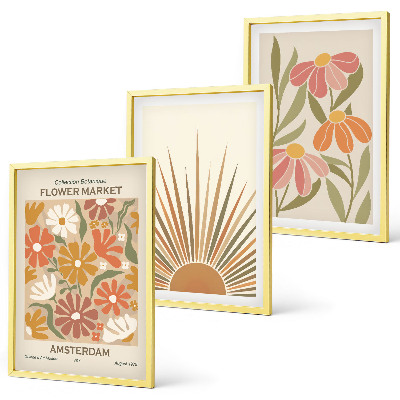 Tavelpaket med ramar Pastellfärgade solblommor