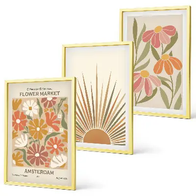 Pastellfärgade solblommor tavelvägg med ramar