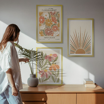 Tavelpaket med ramar Pastellfärgade solblommor