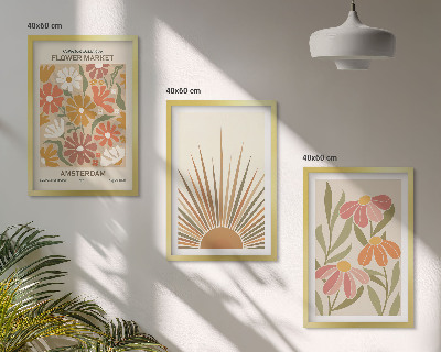 Tavelpaket med ramar Pastellfärgade solblommor