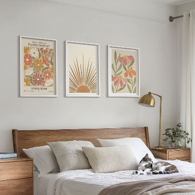 Tavelpaket med ramar Pastellfärgade solblommor