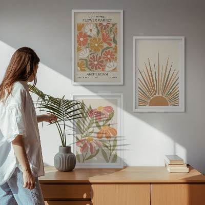 Tavelpaket med ramar Pastellfärgade solblommor